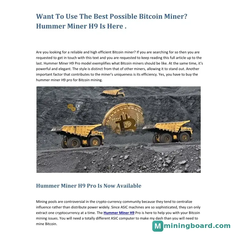 Hummer Hummer Miner H9 Pro mining rig